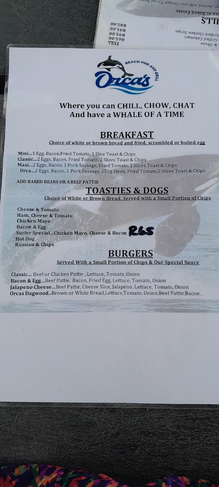 Orca's Beach Bar & Grill Menu 04