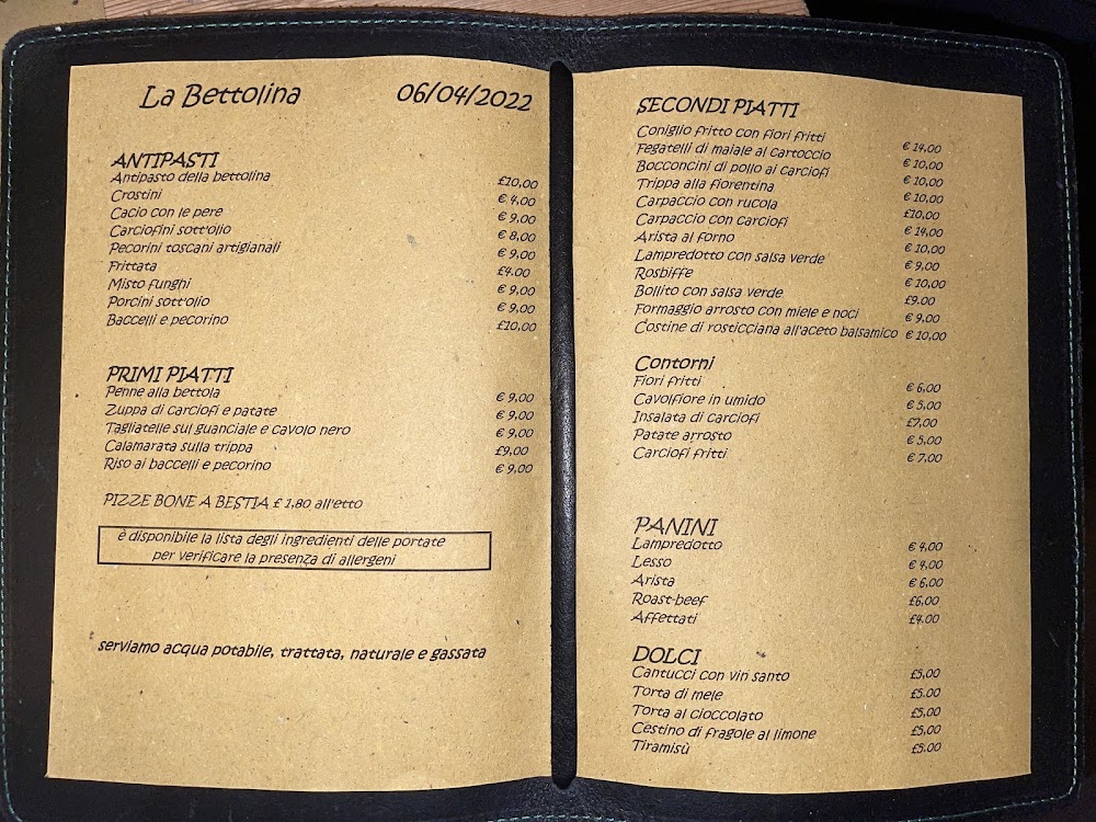 Ristorante Alla Vecchia Bettola Firenze Menu 01